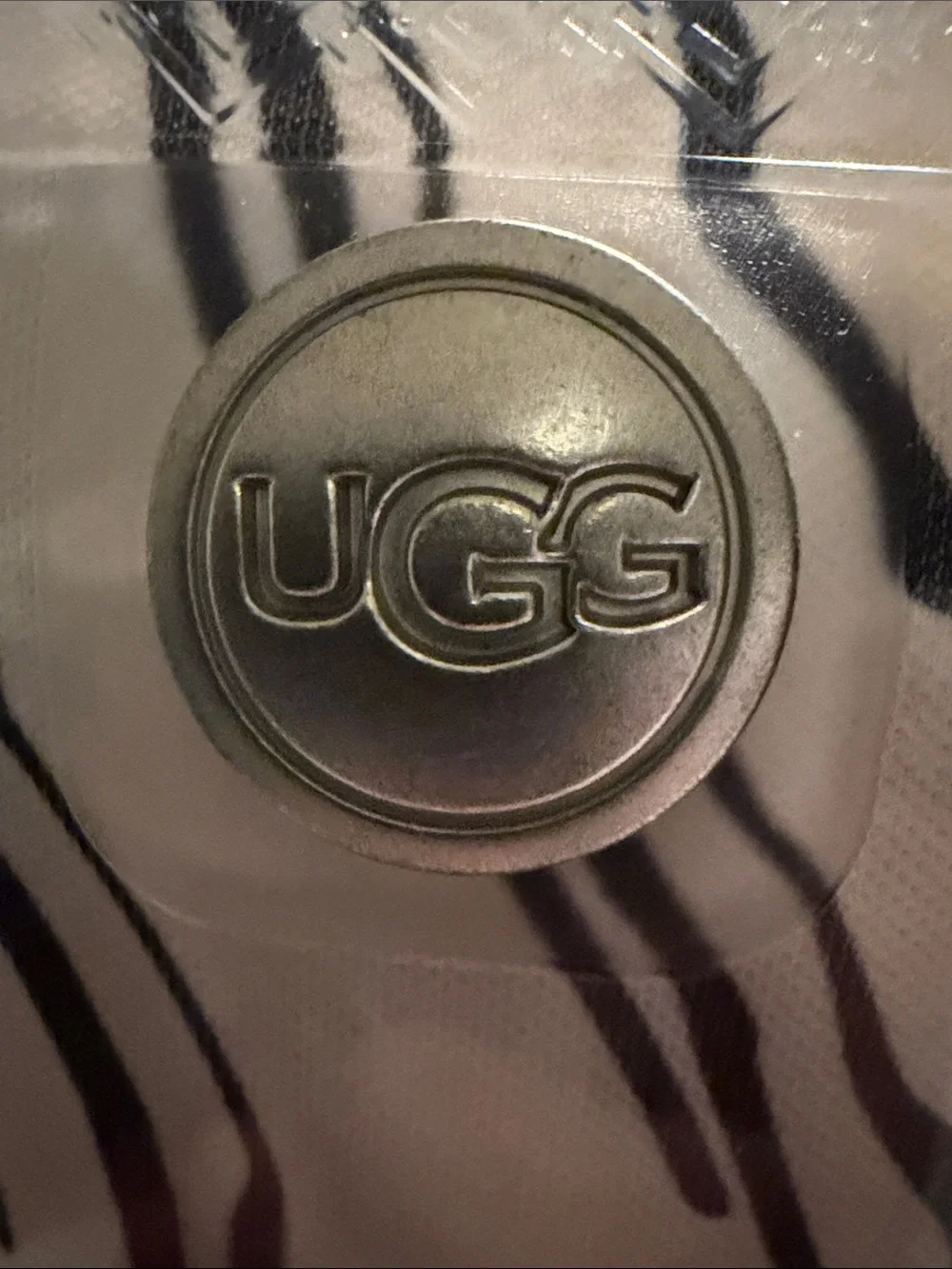 UGG Beige Marble-Print Rain Boots with Black Swirl Accents